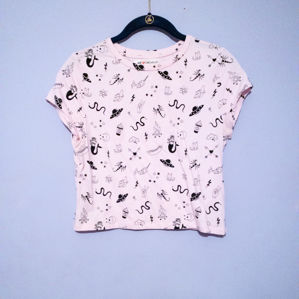 H&M x Coachella Pink Printed Crop Top